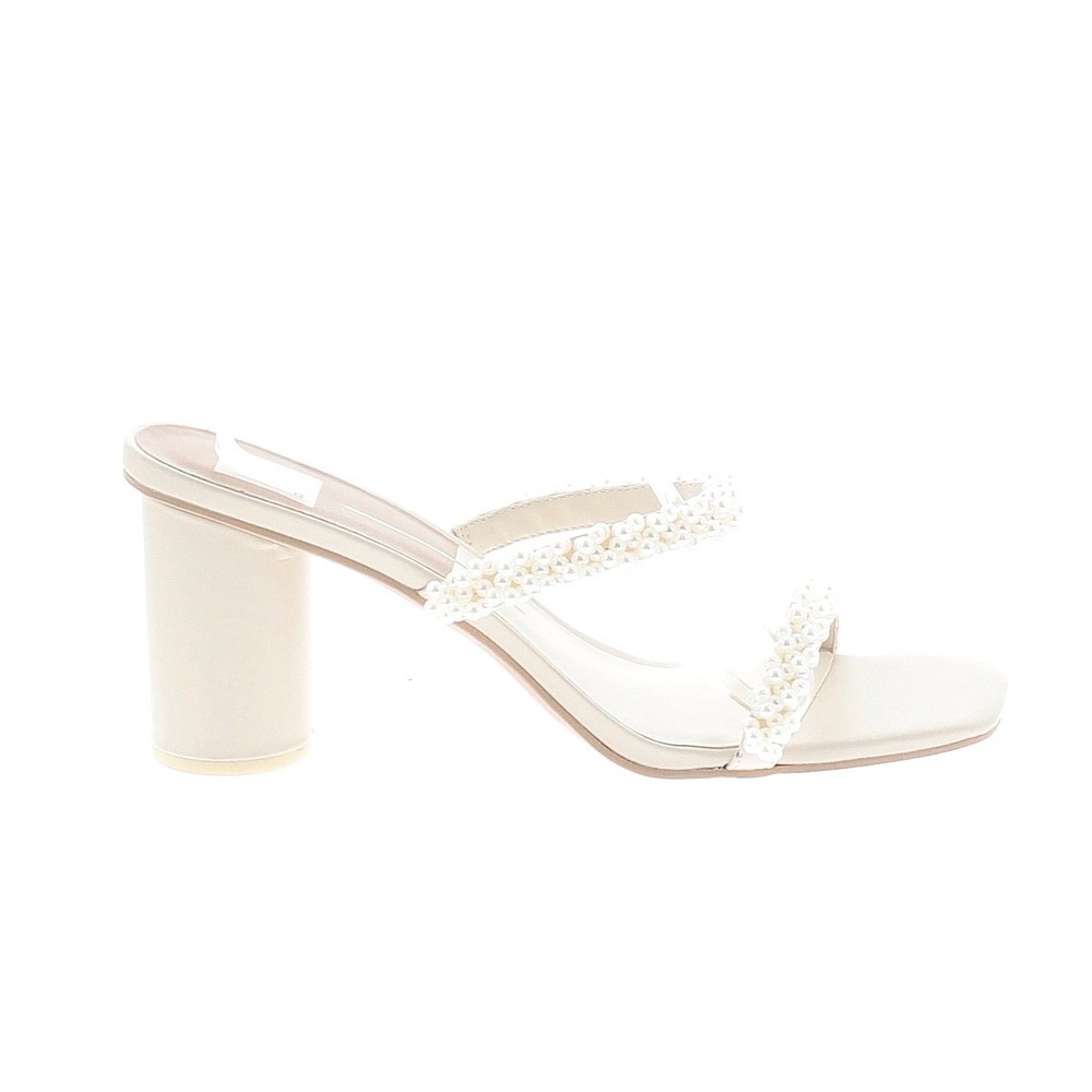 Dolce Vita Paily Sandals Womens 11 Ivory Excellent Pearl Block Heel Mules